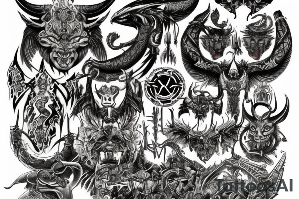 Demonic Runic Elaborate Intricate Comprehensive tattoo idea