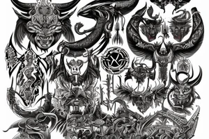 Demonic Runic Elaborate Intricate Comprehensive tattoo idea