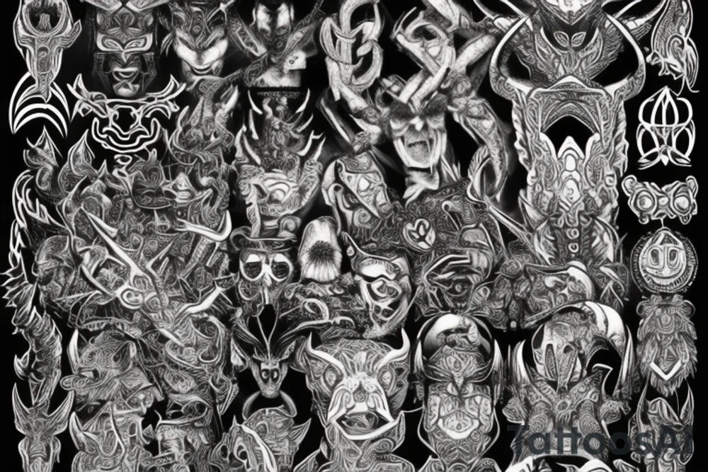 Demonic Runic Elaborate Intricate Comprehensive tattoo idea