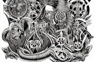 Demonic Runic Elaborate Intricate Comprehensive tattoo idea