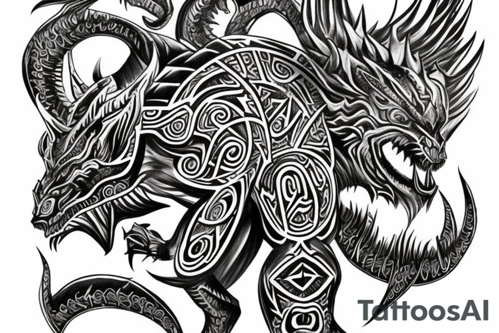 Demonic Runic Elaborate Intricate Comprehensive tattoo idea