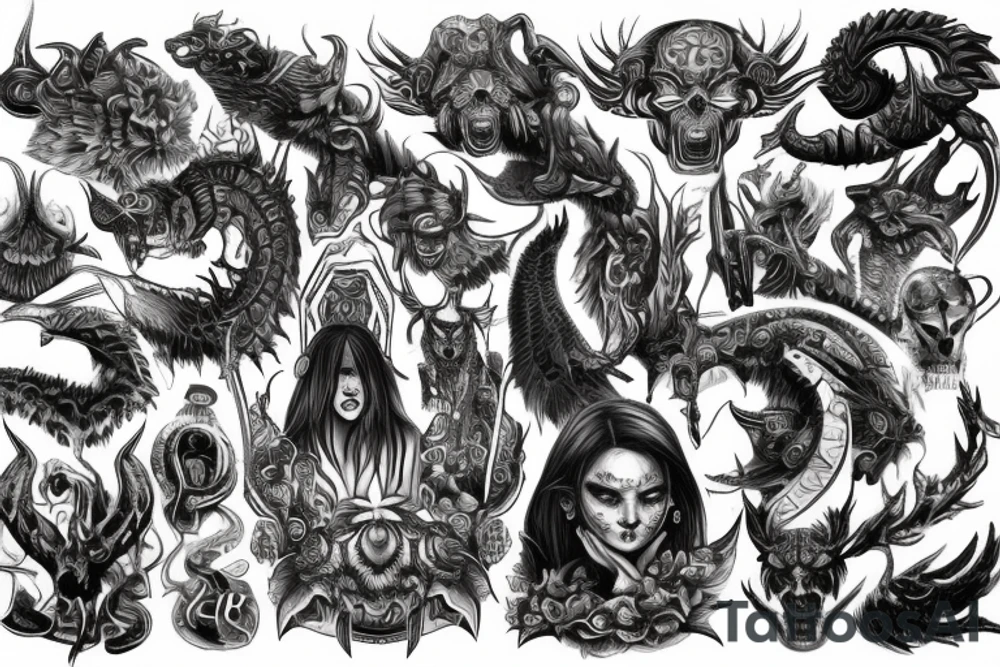 Demonic Runic Elaborate Intricate Comprehensive tattoo idea Demonic Runic Elaborate Intricate Comprehensive tattoo idea