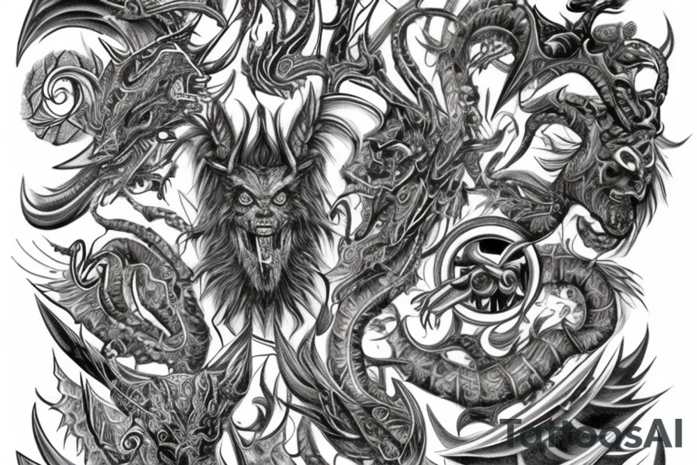 Demonic Runic Elaborate Intricate Comprehensive tattoo idea Demonic Runic Elaborate Intricate Comprehensive tattoo idea