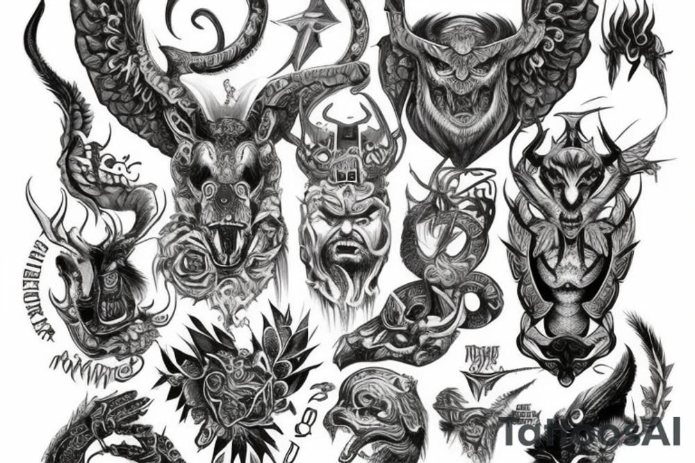 Demonic Runic Elaborate Intricate Comprehensive tattoo idea Demonic Runic Elaborate Intricate Comprehensive tattoo idea