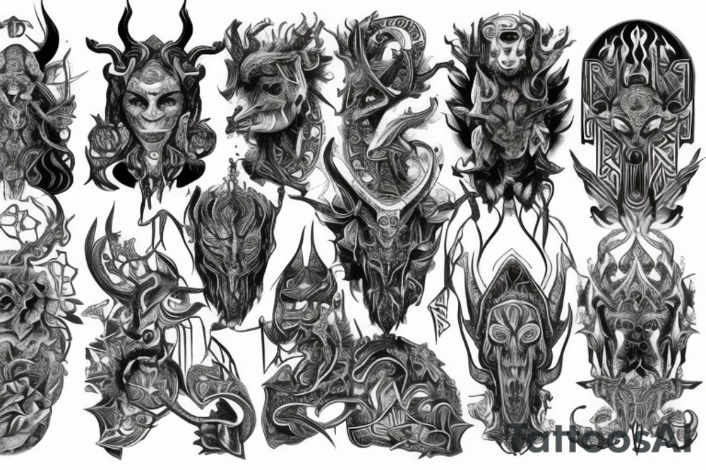 Demonic Runic Elaborate Intricate Comprehensive tattoo idea Demonic Runic Elaborate Intricate Comprehensive tattoo idea