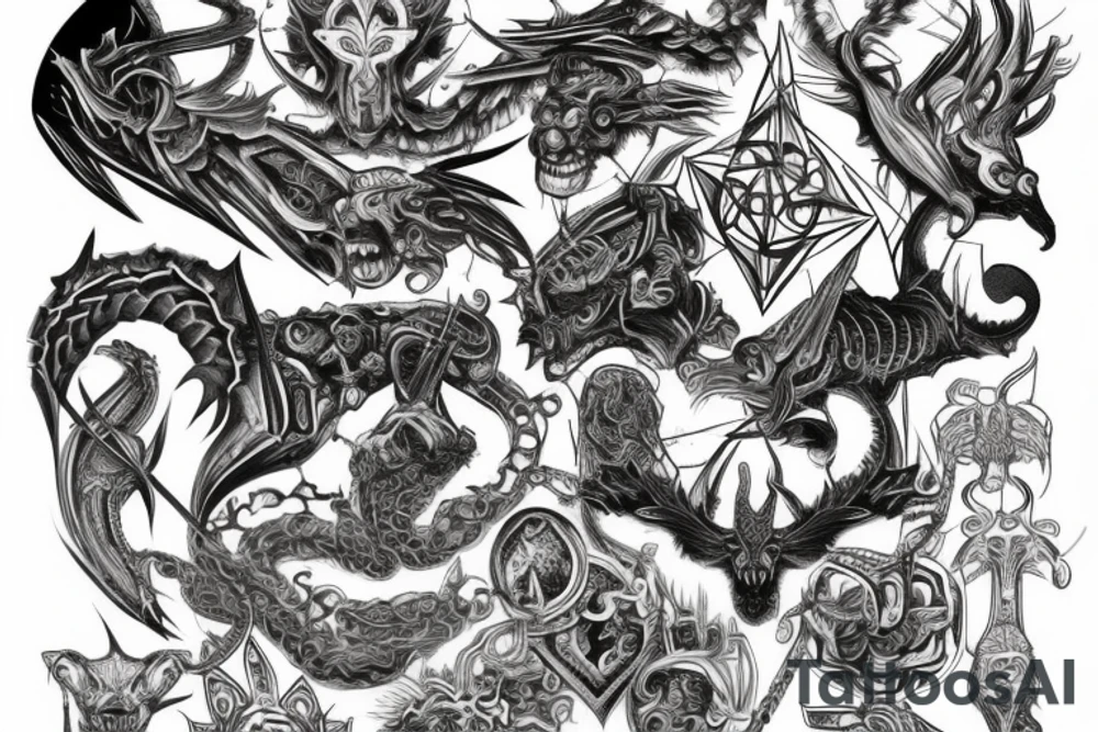 Demonic Runic Elaborate Intricate Comprehensive tattoo idea Demonic Runic Elaborate Intricate Comprehensive tattoo idea