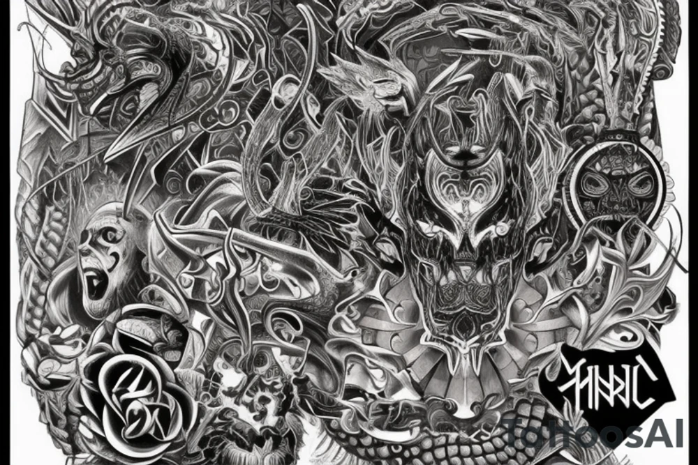 Demonic Runic Elaborate Intricate Comprehensive tattoo idea
