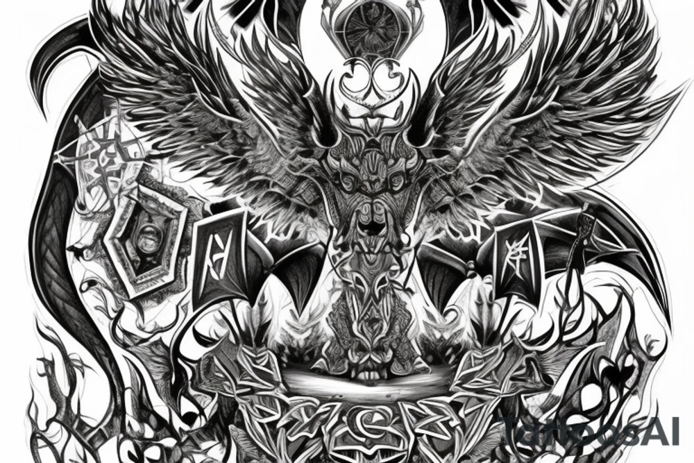 Demonic Runic Elaborate Intricate Comprehensive tattoo idea Demonic Runic Elaborate Intricate Comprehensive tattoo idea
