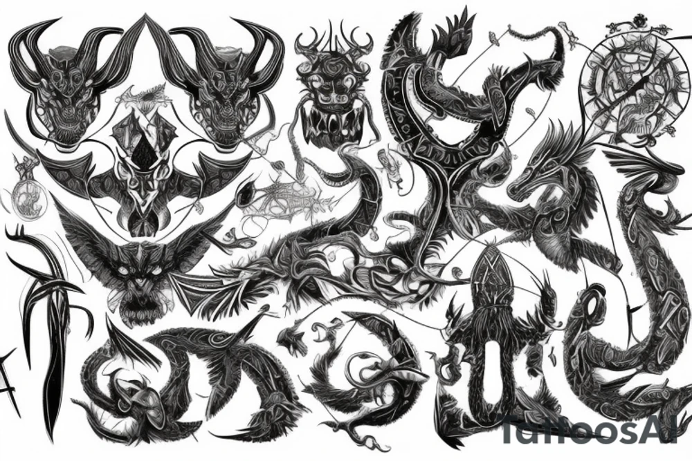 Demonic Runic Elaborate Intricate Comprehensive tattoo idea Demonic Runic Elaborate Intricate Comprehensive tattoo idea