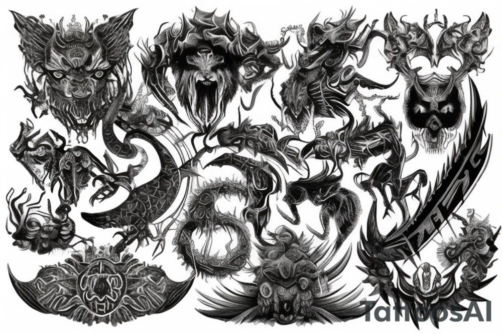 Demonic Runic Elaborate Intricate Comprehensive tattoo idea Demonic Runic Elaborate Intricate Comprehensive tattoo idea