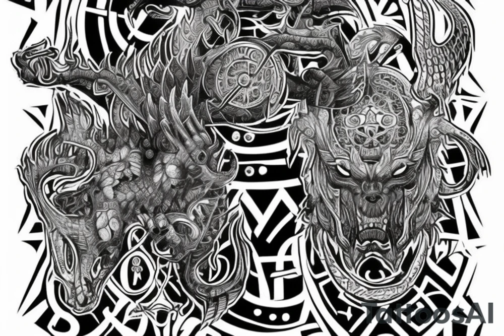 Demonic Runic Elaborate Intricate Comprehensive tattoo idea Demonic Runic Elaborate Intricate Comprehensive tattoo idea