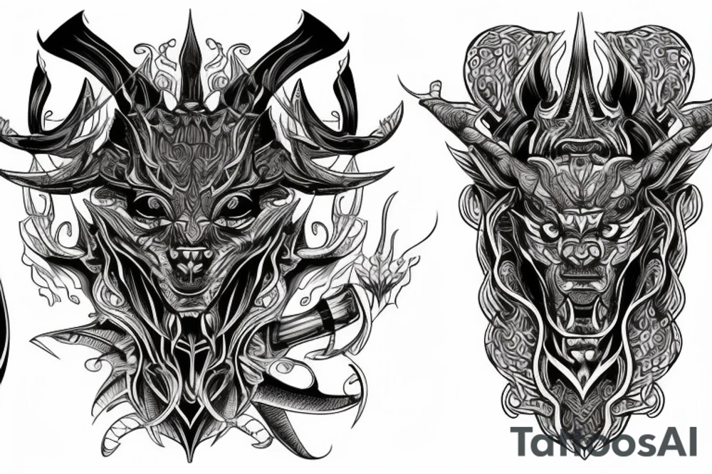 Demonic Runic Elaborate Intricate Comprehensive tattoo idea Demonic Runic Elaborate Intricate Comprehensive tattoo idea