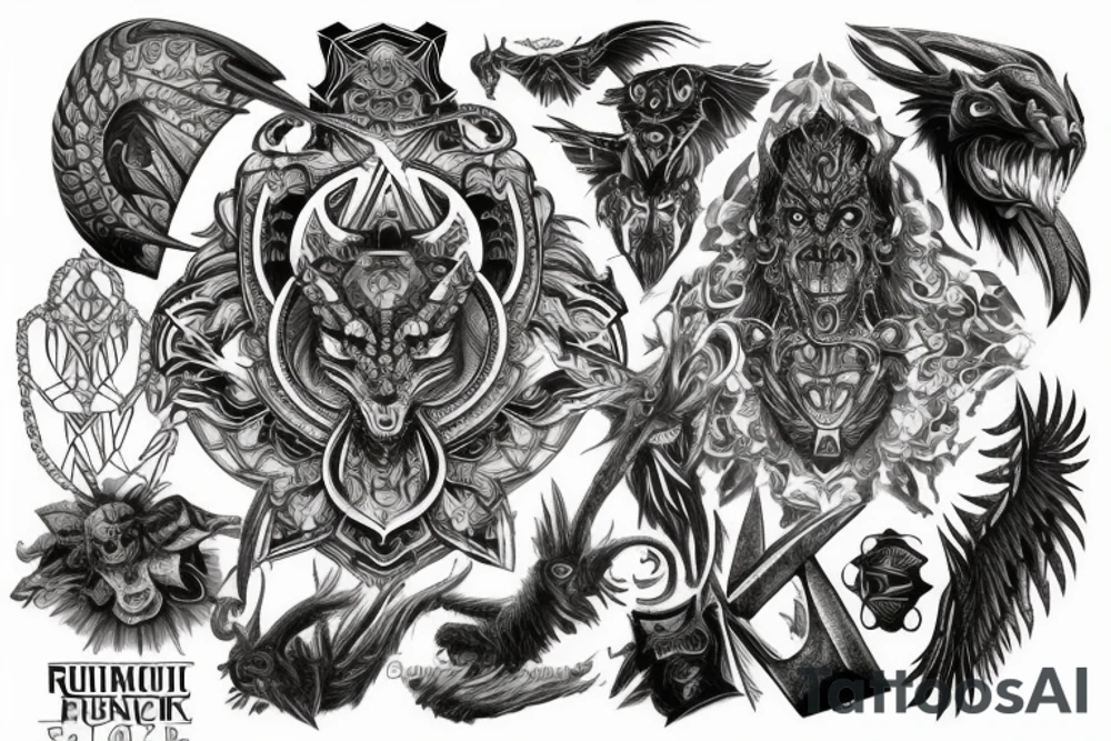 Demonic Runic Elaborate Intricate Comprehensive tattoo idea Demonic Runic Elaborate Intricate Comprehensive tattoo idea
