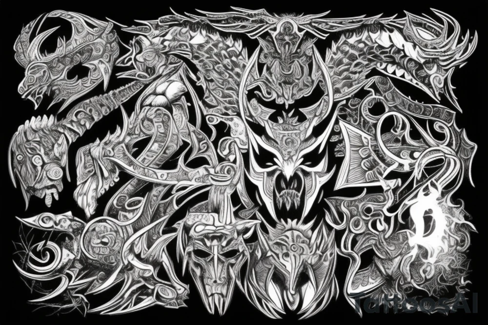 Demonic Runic Elaborate Intricate Comprehensive tattoo idea Demonic Runic Elaborate Intricate Comprehensive tattoo idea