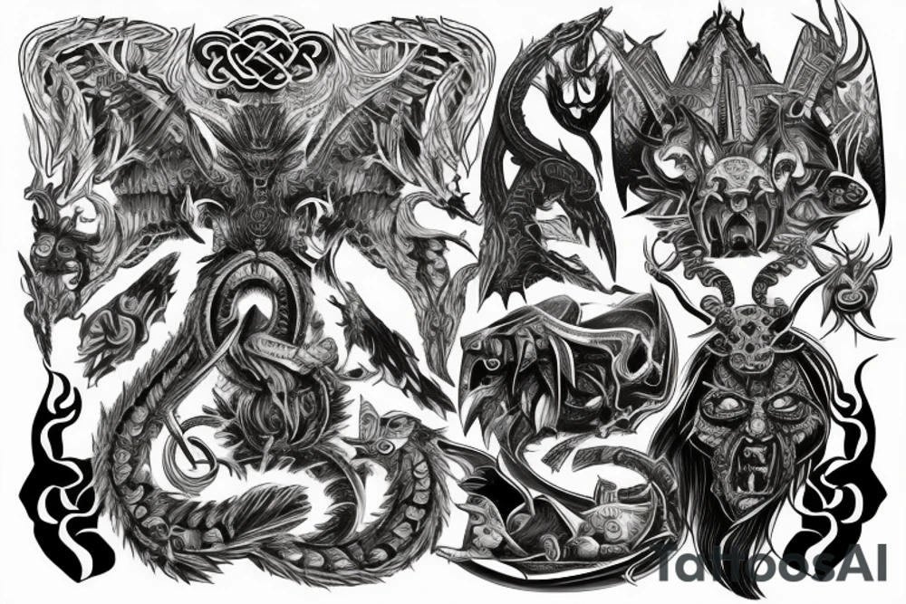 Demonic Runic Elaborate Intricate Comprehensive tattoo idea Demonic Runic Elaborate Intricate Comprehensive tattoo idea