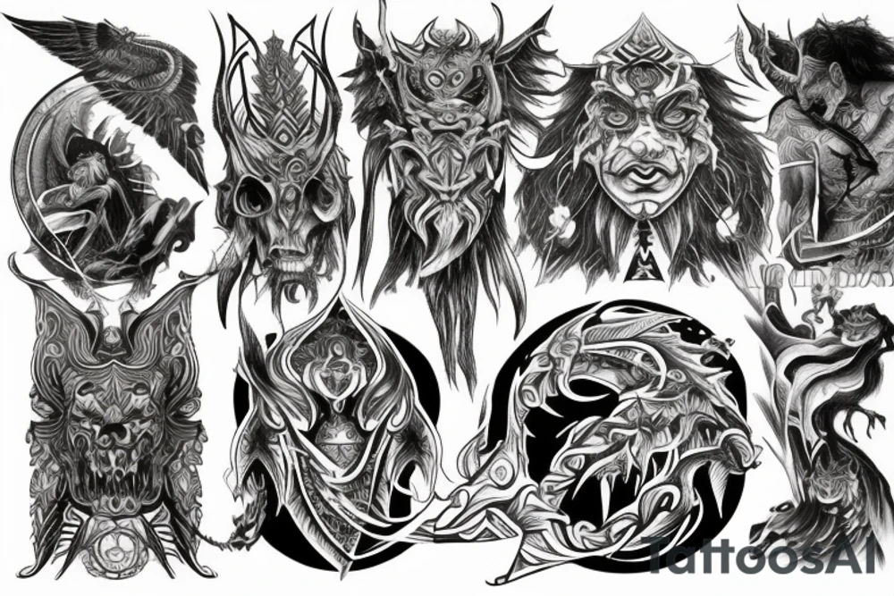 Demonic Runic Elaborate Intricate Comprehensive tattoo idea Demonic Runic Elaborate Intricate Comprehensive tattoo idea