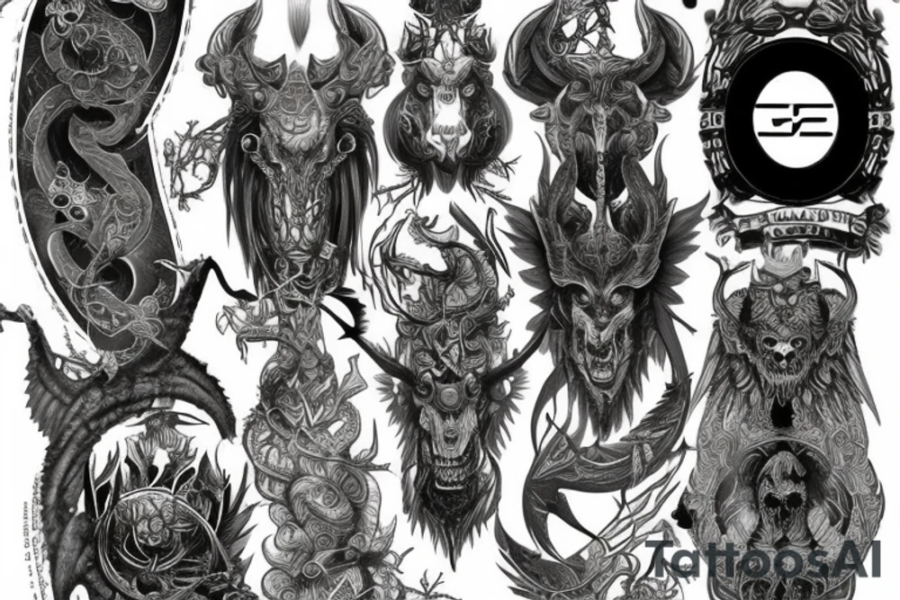 Demonic Runic Elaborate Intricate Comprehensive tattoo idea Demonic Runic Elaborate Intricate Comprehensive tattoo idea