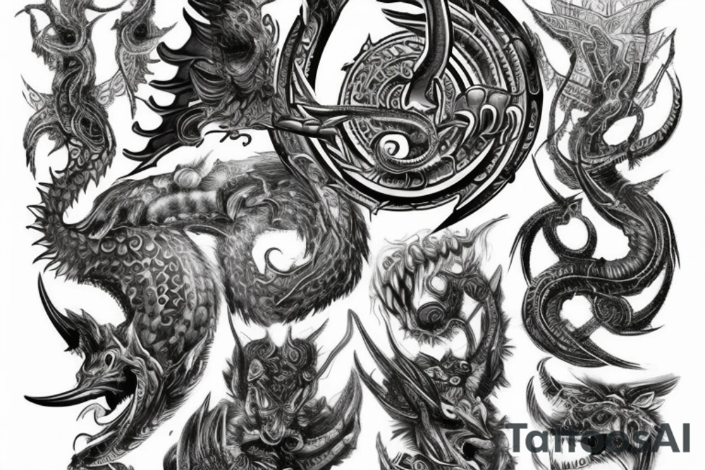 Demonic Runic Elaborate Intricate Comprehensive tattoo idea Demonic Runic Elaborate Intricate Comprehensive tattoo idea