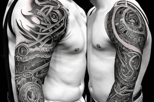 Demonic Runic Elaborate Intricate Comprehensive sleeve Demon woman gorgeous beautiful fierce Feral tattoo idea