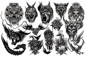 Demonic Fierce Grim Feral Intricate Elaborate Comprehensive tattoo idea