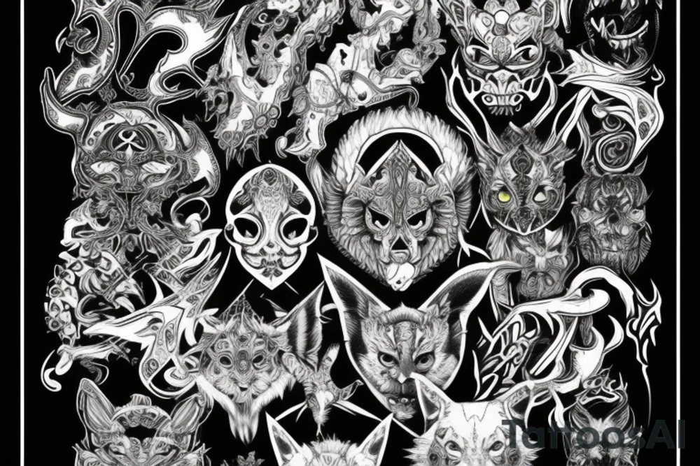 Demonic Fierce Grim Feral Intricate Elaborate Comprehensive tattoo idea