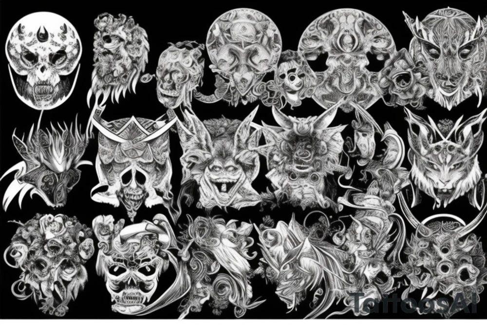 Demonic Fierce Grim Feral Intricate Elaborate Comprehensive tattoo idea