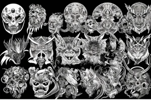 Demonic Fierce Grim Feral Intricate Elaborate Comprehensive tattoo idea