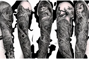 Demonic Runic Elaborate Intricate Comprehensive sleeve Demon woman gorgeous beautiful fierce Feral tattoo idea