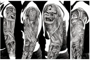Demonic Runic Elaborate Intricate Comprehensive sleeve Demon woman gorgeous beautiful fierce Feral tattoo idea