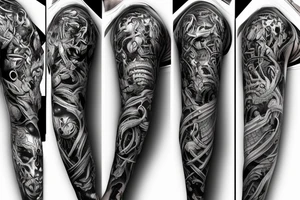 Demonic Runic Elaborate Intricate Comprehensive sleeve Demon woman gorgeous beautiful fierce Feral Chaos tattoo idea