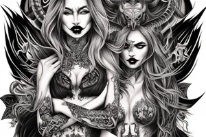 Demonic Runic Elaborate Intricate Comprehensive Demon woman gorgeous beautiful fierce Feral tattoo idea