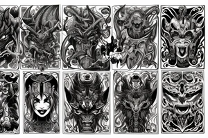 Demonic Runic Elaborate Intricate Comprehensive Demon woman gorgeous beautiful Feral Chaos tattoo idea