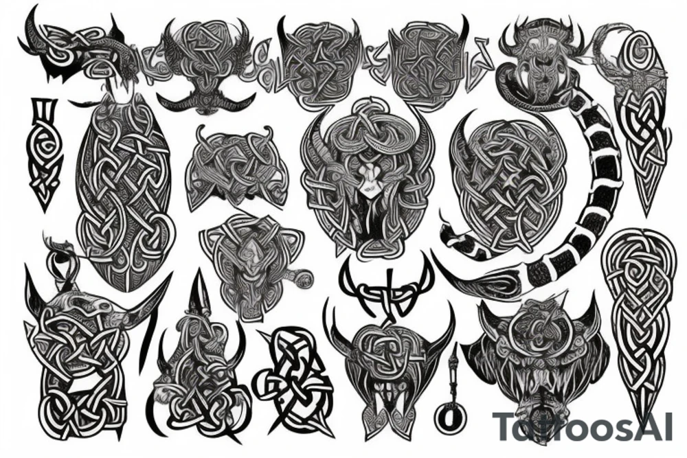 Viking Celtic Runic Elaborate Intricate Comprehensive Demon woman gorgeous beautiful Feral Chaos tattoo idea