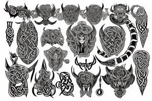 Viking Celtic Runic Elaborate Intricate Comprehensive Demon woman gorgeous beautiful Feral Chaos tattoo idea