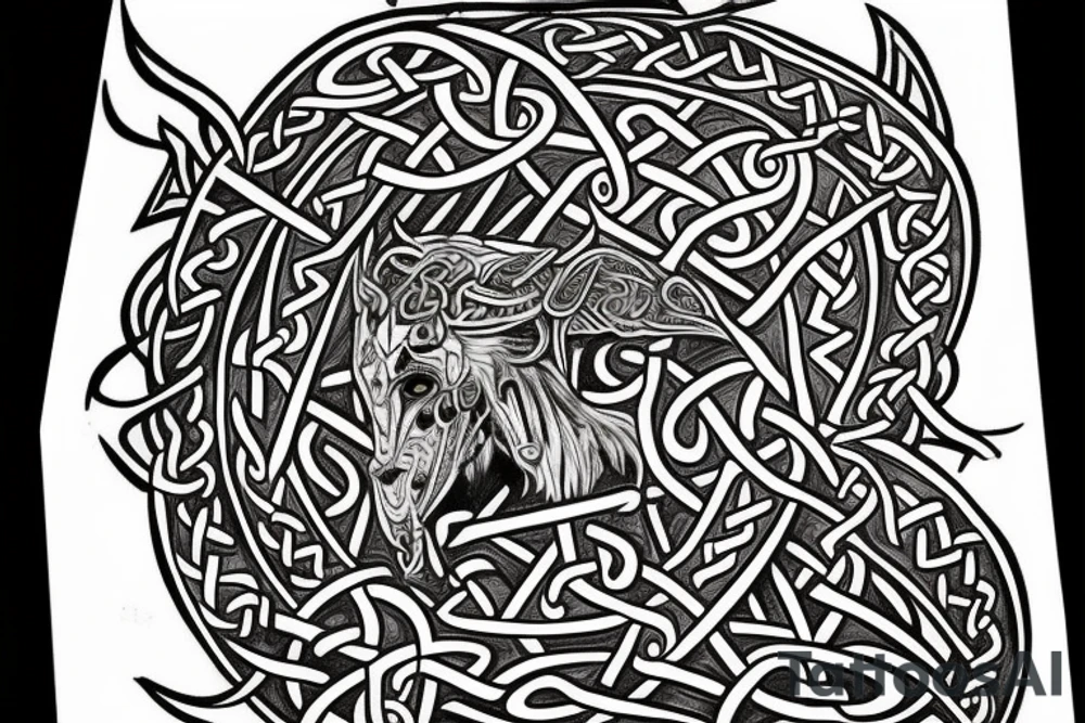 Viking Celtic Runic Elaborate Intricate Comprehensive Demon woman gorgeous beautiful Feral Chaos tattoo idea