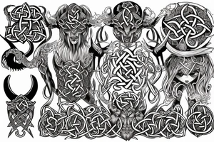Viking Celtic Runic Elaborate Intricate Comprehensive Demon woman gorgeous beautiful Feral Chaos tattoo idea