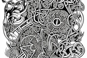 Viking Celtic Runic Elaborate Intricate Comprehensive Demon woman gorgeous beautiful Feral Chaos tattoo idea