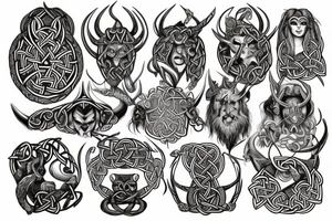 Viking Celtic Runic Elaborate Intricate Comprehensive Demon woman gorgeous beautiful Feral Chaos tattoo idea