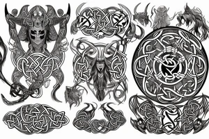 Viking Celtic Runic Elaborate Intricate Comprehensive Demon woman gorgeous beautiful Feral Chaos tattoo idea