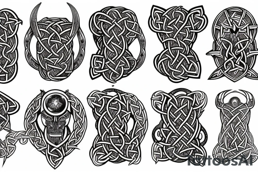 Viking Celtic Runic Elaborate Intricate Comprehensive Demon woman gorgeous beautiful Feral Chaos tattoo idea