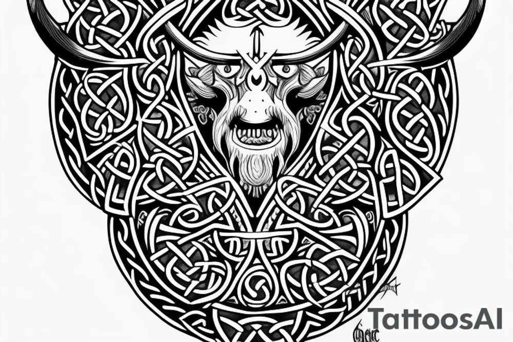 Viking Celtic Runic Elaborate Intricate Comprehensive Demon woman gorgeous beautiful Feral Chaos tattoo idea