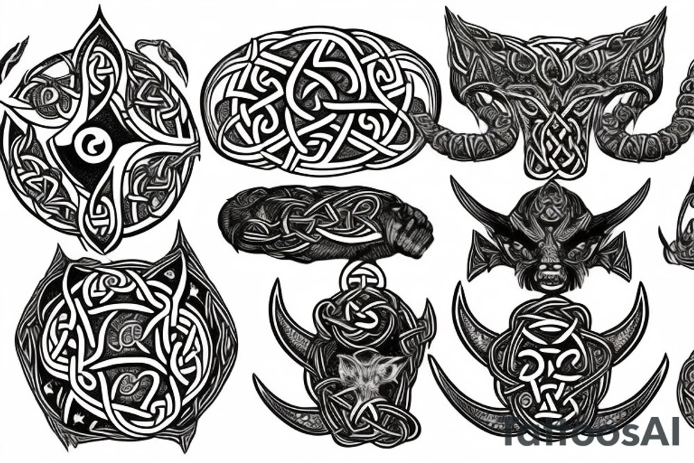 Viking Celtic Runic Elaborate Intricate Comprehensive Demon woman gorgeous beautiful Feral Chaos tattoo idea
