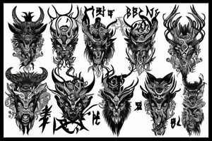 Oriental 
Runic Elaborate Intricate Comprehensive Demon woman gorgeous beautiful Feral Chaos tattoo idea