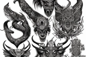 Smokey Pagan Runic Elaborate Intricate Comprehensive Demon woman gorgeous beautiful fierce Feral tattoo idea