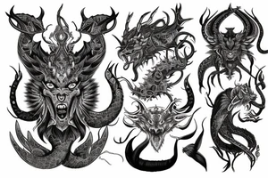 Oriental 
Runic Elaborate Intricate Comprehensive Demon woman gorgeous beautiful Feral Chaos tattoo idea