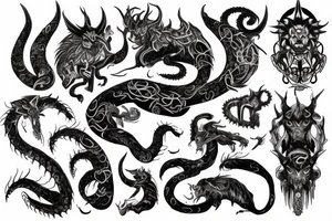 Oriental 
Runic Elaborate Intricate Comprehensive Demon woman gorgeous beautiful Feral Chaos tattoo idea