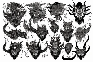 Oriental 
Runic Elaborate Intricate Comprehensive Demon woman gorgeous beautiful Feral Chaos tattoo idea