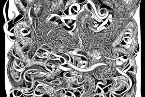 Oriental 
Runic Elaborate Intricate Comprehensive Demon woman gorgeous beautiful Feral Chaos tattoo idea