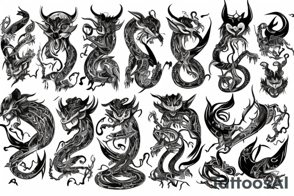 Oriental 
Runic Elaborate Intricate Comprehensive Demon woman gorgeous beautiful Feral Chaos tattoo idea