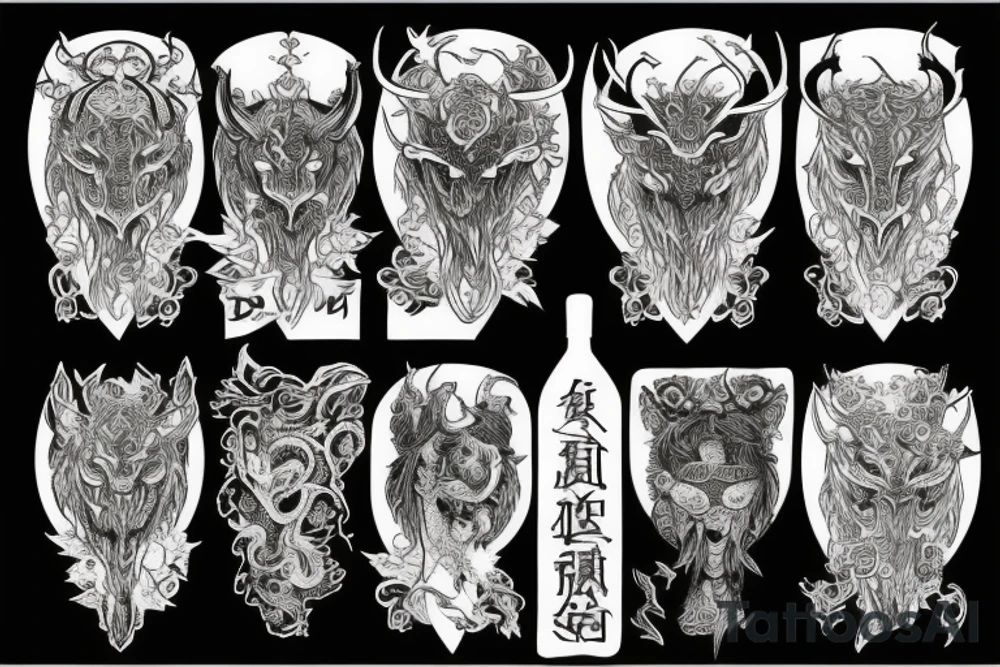 Oriental 
Runic Elaborate Intricate Comprehensive Demon woman gorgeous beautiful Feral Chaos tattoo idea